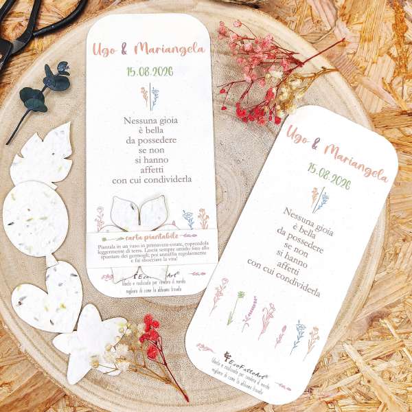 segnalibro matrimonio carta piantabile